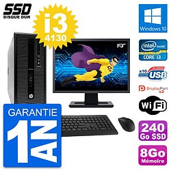 PC Tour HP EliteDesk 800 G1 Ecran 19" i3-4130 RAM 8Go SSD 240Go Windows 10 Wifi · Occasion 