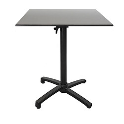 Restootab Table h90cm, pliable pour terrasse en Compact HPL décor gris métal 70x70