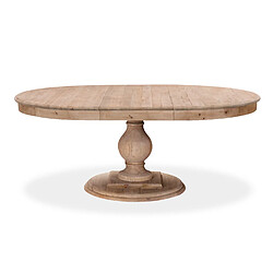 Table ronde extensible en bois massif Héloïse Bois naturel et pied naturel