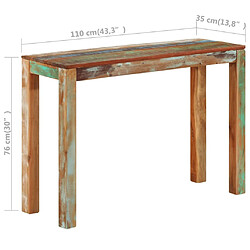 vidaXL Table console 110x35x76 cm Bois de récupération massif pas cher