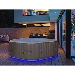 Habitat Et Jardin Spa Gonflable Monac - avec bande lumineuse - 6 places - Taupe/Crème