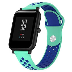 Wewoo Bracelet pour montre connectée Dragonne sport en silicone bicolore Huawei série 1 18 mm bleu menthe 