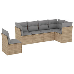 vidaXL Salon de jardin avec coussins 6 pcs beige résine tressée