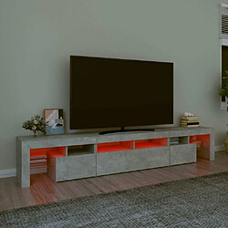 Maison Chic Meuble TV avec lumières LED, Banc TV pour salon, Meuble de rangement Gris béton 230x36,5x40 cm -GKD52449 pas cher