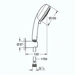 GROHE Ensemble de douche 3 jets avec support mural Vitalio Comfort 100 Chromé