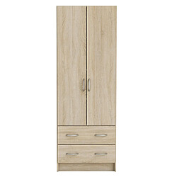 Armoire de rangement en bois coloris chêne brossé - 60,9 x 169,5 x 41,1 cm -PEGANE- 