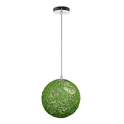 STOEX Rétro Suspension Luminaire en Rotin Globe Rond 20cm, Lustre Abat-jour DIY Lampe Plafond E27 pour Salon Restaurant Centre commercial Bar (Vert)