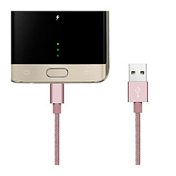 Little Boutik Câble Metal Nylon Renforcé Chargeur USB Micro USB 1,5m Tréssé Couleur Rose Compatible Samsung LG Sony Wiko Blackberry Motorola