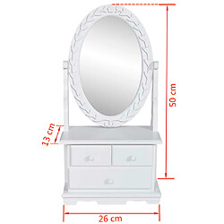 Helloshop26 Coiffeuse avec miroir pivotant 26 x 13 x 50 cm ovale MDF blanc 02_0006351