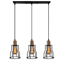 Stoex E27 Suspension Industrielle Lustre Abat jours forme Cage Métal Style Vintage Rétro pour Restaurant Chambre Salon Décoration Noir