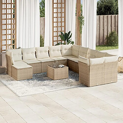 Maison Chic Salon de jardin avec coussins 12 pcs | Ensemble de Table et chaises | Mobilier d'Extérieur beige résine tressée -GKD92259