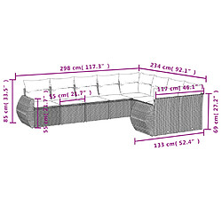 Acheter vidaXL Salon de jardin 9 pcs avec coussins gris clair résine tressée