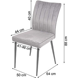 Decoshop26 Ensemble de 2 chaises de salle à manger en velours gris clair pieds en métal CDS04475