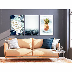 Paris Prix Tableau Imprimé Pineapple Quote 3 Panneaux 60x120cm