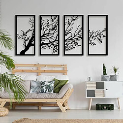 DEKORY 4 panneaux Art Mural de Branche d'arbre 100x50 cm