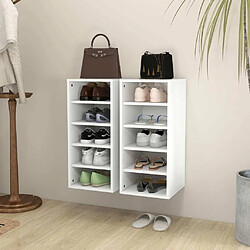 Maison Chic Lot de 2 Armoire à Chaussures murales,Meuble de Rangement à Chaussures Blanc 31,5x35x70 cm Aggloméré -MN81179