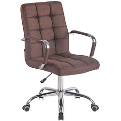 Decoshop26 Fauteuil de bureau sur roulettes hauteur réglable pivotant accoudoirs en tissu marron 10_0002473 