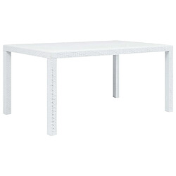 vidaXL Table de jardin Blanc 150x90x72 cm Plastique Aspect de rotin