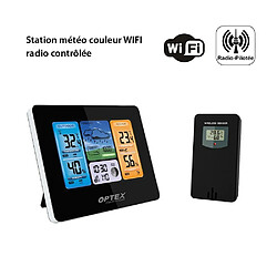 Optex Station météo couleur WIFI radio contrôlée - Intérieure Extérieure, -40 à +70°C, Horloge, App, Portée 60m, Sonde extérieure Incluse