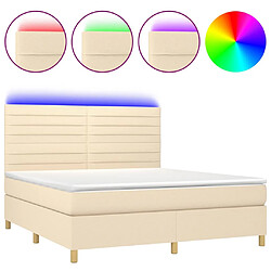 vidaXL Sommier à lattes de lit et matelas et LED Crème 180x200cm Tissu