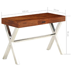 vidaXL Bureau Bois d'acacia solide avec finition miel 110x50x76 cm pas cher