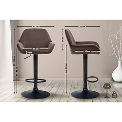 Non Lot de 2 tabourets de bar Braga velours noir