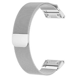 Wewoo Bracelet pour montre connectée Garmin Fenix 5 Milan Metal en acier inoxydable métalargenttaille 22 mm 