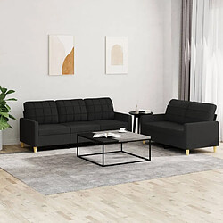 Maison Chic Ensemble de canapés 2 pcs avec coussins, Canapé droit Sofa pour Salon Noir Tissu -GKD808308