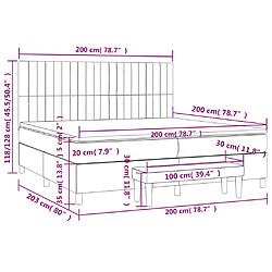 vidaXL Sommier à lattes de lit avec matelas Crème 200x200 cm Tissu pas cher