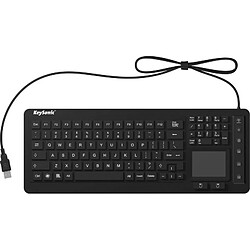 Clavier USB Keysonic KSK-6231 INEL (US) noir membrane en silicone, étanche (IPX7), éclairé, pavé tactile intégré, boutons de souris