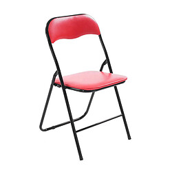 Decoshop26 Chaise de cuisine pliable rouge pied en métal noir MED10008