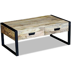 Acheter vidaXL Table basse avec 2 tiroirs Bois de manguier massif 100x60x40 cm