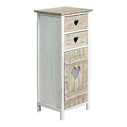 Mobili Rebecca Armoire Commode 2 Tiroirs 1 Port Bois Beige Shabby 84x37x30