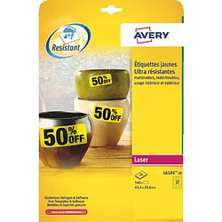 Etiquette ultra résistante laser 63.5 x 29.6 mm Avery L6105-20 jaune - Pochette de 540