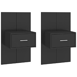 Maison Chic Lot de 2 Tables de chevet,Table de nuit,Table d'appoint pour salon murales Noir -MN32169