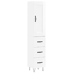 Maison Chic Buffet,Meuble de Rangement,commode pour salon,Cuisine Blanc brillant 34,5x34x180 cm Bois d'ingénierie -MN53957