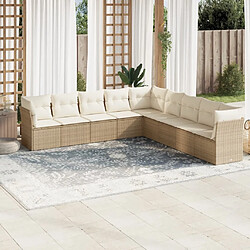 vidaXL Salon de jardin avec coussins 9 pcs beige résine tressée