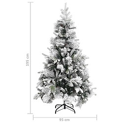 vidaXL Sapin de Noël à flocons de neige et pommes de pin 195 cm PVC/PE pas cher