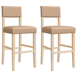 vidaXL Chaises de bar lot de 2 bois massif d'hévéa et similicuir