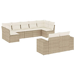 Maison Chic Salon de jardin avec coussins 9 pcs, Ensemble Tables et chaises de jardin, beige résine tressée -GKD965669