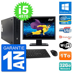 PC HP 600 G1 SFF Ecran 22" Intel i5-4570 RAM 32Go Disque Dur 1To Windows 10 Wifi · Occasion 