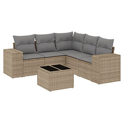 vidaXL Salon de jardin avec coussins 6 pcs beige résine tressée