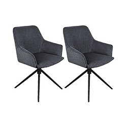 Mes Lot de 2 fauteuils pivotant 59x61x83,5 cm en tissu gris foncé et noir