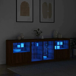 Avis Maison Chic Commode Buffet - Meuble de rangement avec lumières LED chêne marron 202x37x67 cm -GKD10388