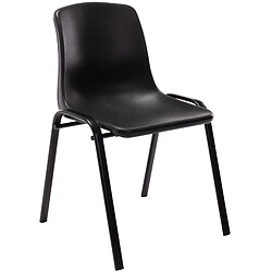 Decoshop26 Chaise visiteur empilable salle d'attente en plastique noir et métal 10_0003729