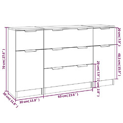 vidaXL Ensemble de buffets 3 pcs Sonoma gris Bois d'ingénierie pas cher