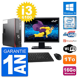 PC Fujitsu D556 DT Ecran 22" Intel i3-6100 RAM 16Go Disque 1To Windows 10 Wifi · Occasion 