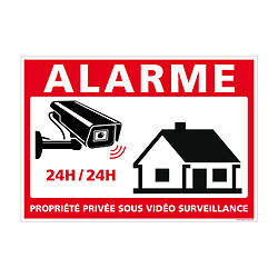 Signaletique Biz Panneau Alarme Propriété Privée sous Vidéo Surveillance 24h/24. G1650. Caméra Surveillance - 420 x 300 mm - Plastique PVC 1,5 mm - Plastique PVC 1,5 mm 