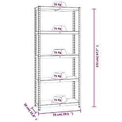 vidaXL Étagères à 5 niveaux 4 pcs Argenté Acier et bois d'ingénierie pas cher