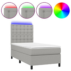 vidaXL Sommier à lattes de lit et matelas et LED Gris clair 100x200 cm